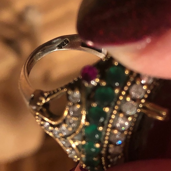 Vintage Turkish sterling and brass cocktail ring - Picture 6 of 6